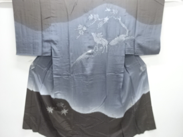 アンティーク　絞り紅葉に鹿模様男物長襦袢